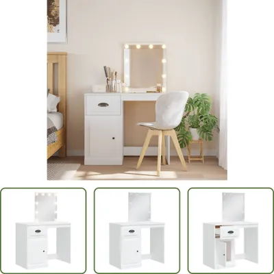 Produktbild von The Living Store Schminktisch mit LED-Leuchten Weiß 90x42x132,5 cm