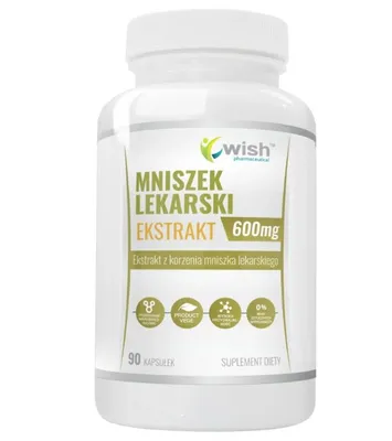 Productafbeelding van WISH Mniszek Lekarski 600 mg, 90 capsules. Tarwezemelenextract 10:1, veganistisch