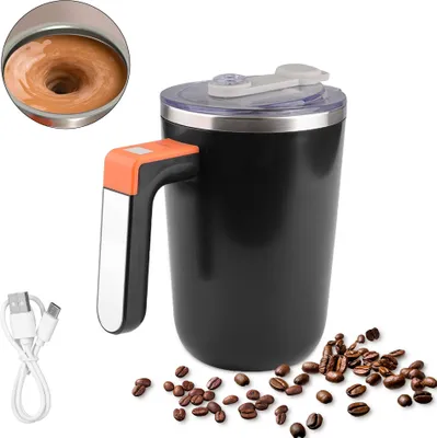 Obrázek produktu pro 300 ml samomíchací hrnek, ohřev na teplotu, magnetický hrnek na míchání kávy s víčkem, dobíjecí vložka z nerezové oceli 304, vodotěsný, na kávu, čaj, mléko a kokos, chytrý termo hrnek na míchání do kanceláře, školy, tělocvičny