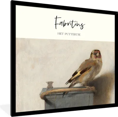 Produktbild von MuchoWow® Gerahmtes Poster Kunst - Der Stieglitz - Fabritius 40x40 cm - Poster mit Schwarzem Bilderrahmen Wandposter Rahmen Foto Bilder - Mit Rahmen - Wanddekoration Schlafzimmer