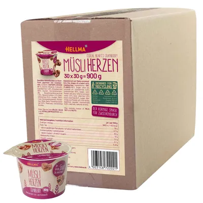 Produktbild von Hellma Müsli Herzen Cranberry 30x30g