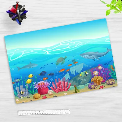 Produktbild von Schreibtischunterlage – Illustrierte Unterwasserwelt für Kinder – 60 x 40 cm – aus Premium Vinyl - Germany
