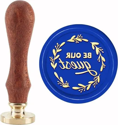 Produktbild von Wachsiegelstempel mit 30mm Messingkopf und Holzgriff für Hochzeit und Geburtstag