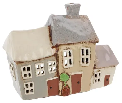 Image de Shudehill Giftware Village : Support pour bougies chauffe-plat en céramique, pour 3 lanternes de jardin, couleur gris