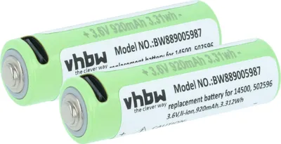 Produktbild von vhbw 2x Akku Ersatz für Ledlenser 14500, 502596 für Taschenlampe Kopflampe (0,92 Ah, 3,6 V, Li-Ion)
