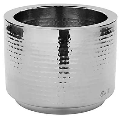 Produktbild von FINK Übertopf NOSSA - Blumentopf aus Edelstahl, gehämmert, silberfarben, H 17 cm, Ø 22 cm - für innen und außen