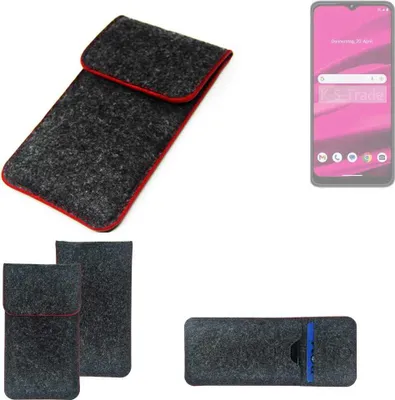 Produktbild von K-S-Trade Handy Schutz Hülle kompatibel mit Telekom T Phone 2023 Schutzhülle Handyhülle Filztasche Pouch Tasche Case Sleeve Filzhülle dunkelgrau