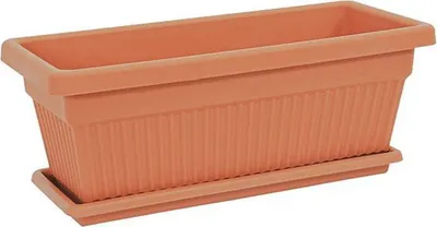 Immagine prodotto di Vaso da fiori in plastica color terracotta, resistente alle intemperie, 70 l, resistente ai raggi UV, con sottovaso abbinato incluso