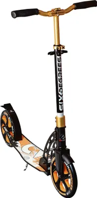 Produktbild von SIX DEGREES Aluminium Scooter mit Klappmechanismus und Ständer, 230/215 mm, ABEC 7, höhenverstellbar, , gold