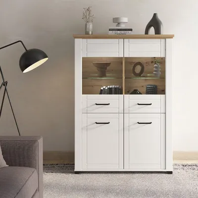 Produktbild von Dmora Vitrine Sarconi 104x41x143h cm Weiß, 6 Regalböden mit Flügeltür