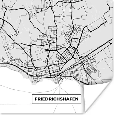 Produktbild von MuchoWow® Poster Friedrichschafen - Stadtplan - Deutschland - Karte 100x100 cm - Babyzimmer