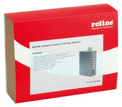 Obrázok produktu pre ROLINE Industrial Switch, 7x RJ-45, 1x ST, unmanaged, Plne duplexný režim
