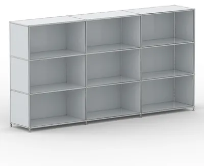 Produktbild von Regal Büro, 9 offene Fächer, Breite 227 cm, Lichtgrau