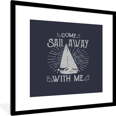 Produktbild von MuchoWow® MuchoWow® Gerahmtes Poster Jahrgang - Segeln - Boot 40x40 cm - Poster mit zchwarzem Bilderrahmen - Poster - Plakat im Rahmen