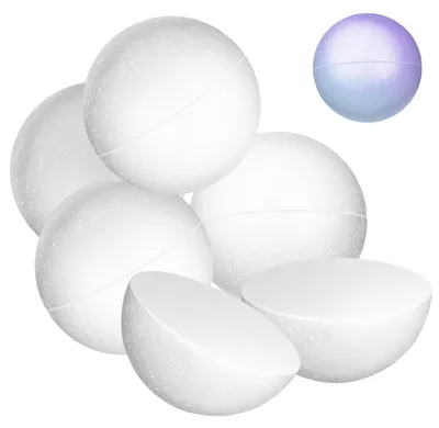 Produktbild von Elzusha - Schaumstoffbälle, 10 cm - Halbe Schaumstoffbälle - 10 Stück - Runde, halbrunde Bälle - DIY-Dekoration - Sicherer Schaumstoff - Bastelbälle