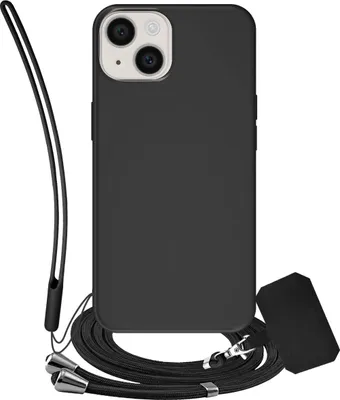 Image de Jaym, étui en silicone pour iPhone 14 Plus avec cordon et dragonne, noir