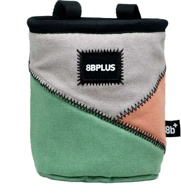 Chalkbag Probag von 8b+; aus grünem und beigem Material mit orangefarbenem Akzent; für Kletterer.