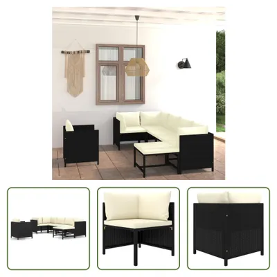 Produktbild von The Living Store 7-tlg. Garten-Lounge-Set mit Kissen Poly Rattan Schwarz