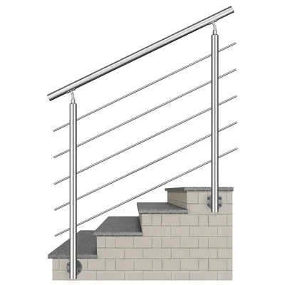 Produktbild von AICA Treppengeländer Edelstahl Seitenmontage Handlauf 120 cm mit 5 Querstäben Innen & Außen