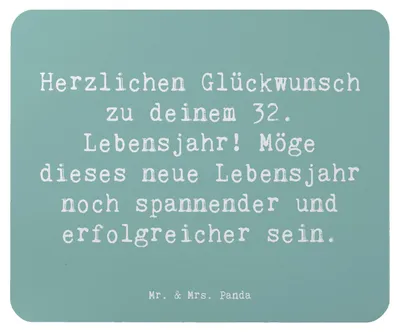 Produktbild von Mr. & Mrs. Panda Mauspad Spruch 32. Geburtstag - Meeresbrise - Geschenk, mousematte, Jubiläum, Happy Birthday, besondere Geschenke, feiern, Geburtstagsgeschenk, Mouse Pad