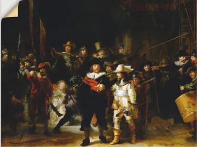 Produktbild von ARTland Wandbild, selbstklebend Die Nachtwache. 1642 Größe: 120x90 cm