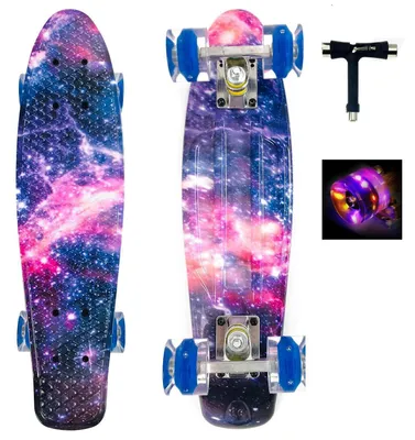 Obrázek produktu pro Mini skateboard "Cruiser" o velikosti 22 palců s LED světly na kolech, určený pro děti i dospělé