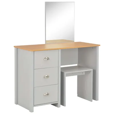 Immagine prodotto di Tavolo da Trucco con Specchio e Sgabello Grigio 104x45x131 cm