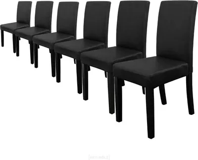 Image de Chaise de salle à manger 'Hamburg' (lot de 6) Chaise rembourrée en similicuir pieds en bois noir
