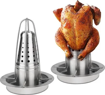 Immagine prodotto di Set per barbecue in acciaio inossidabile per 2 polli, contenitore per aromi, barbecue