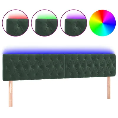 Image de vidaXL Tête de lit LED vert foncé 180x7x78/88 cm velours