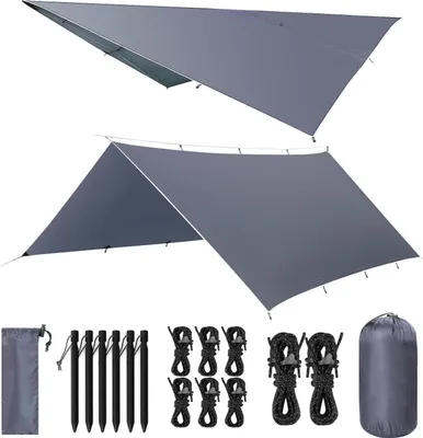 Zdjęcie produktu dla VOSOIR Tarp 3x4M Wodoodporna plandeka kempingowa Ultralekka do hamaka Szaroniebieska