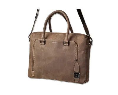 Obrázek produktu pro Brašna na notebook Woodland® z přírodní měkké buvolí kůže v tmavě hnědé/taupe barvě