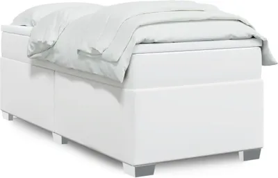 Imagen del producto de Maison Exclusive - Base de cama con somier y colchón, color blanco, 80 x 200 cm, tapizada en cuero sintético