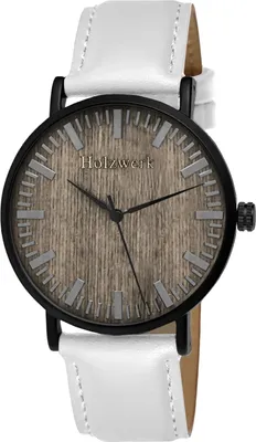 Produktbild von Holzwerk WESEL flache Damen, Herren Leder & Edelstahl Holz Uhr weiß, schwarz