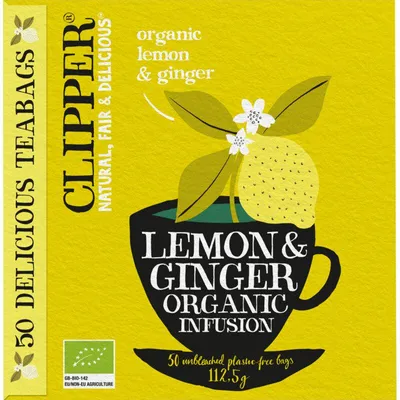 Obrázek produktu pro Clipper organický bylinný čaj citron a zázvor, 50 sáčků, 112 g - aromatický a přírodní