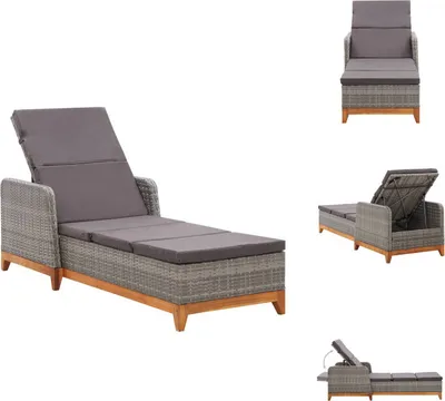 Produktbild von vidaXL Sonnenliege Poly Rattan und Massivholz Akazie Grau -  Sonnenliegen