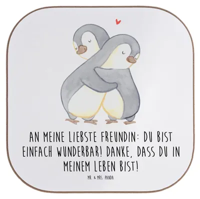 Produktbild von Mr. & Mrs. Panda Tassenuntersetzer Liebste Freundin - Weiß - Geschenk, bieruntersetzer, Danke, beste, Untersetzer für Gläser, Tasse, sagen, Tischuntersetzer, Anerkennung