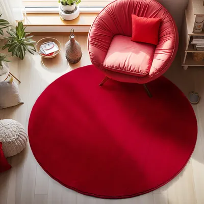 Produktbild von Carpetsale24 Waschbarer Kurzflor Teppich - Rutschfest, Einfarbig & Weich im modernen Stil Grösse 160 cm Rund
