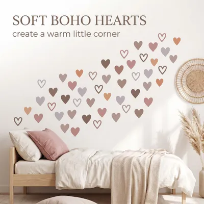 Imagen del producto de Calcomanías para pared, decoración infantil, habitación de niña, 48 corazones autoadhesivos, PVC, ideales para habitaciones de bebés