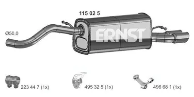 Produktbild von ERNST 115025 Endschalldämpfer für AUDI A1 Sportback (8XA, 8XF) Auspuff