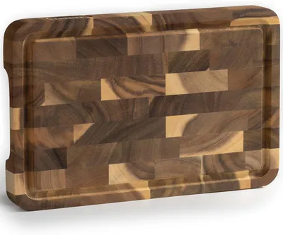 Produktbild von Holzschneidebrett 28x18x2,5 cm, Akazienholz, mit Saftrille und Antislip, für Küche