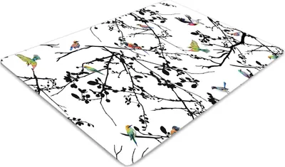 Produktbild von Stuhlunterlage Bürostuhlunterlage 120 cm x 90 cm Bodenmatte Bürostuhlunterlage - Vögel und Zweige.