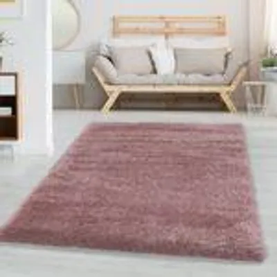 Obrázek produktu pro Měkký koberec s vysokým vlasem a hustou strukturou – útulný doplněk do moderních interiérů, Velikost: 160 x 230 cm, Barva: Světle růžová