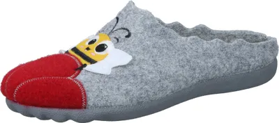 Produktbild von Manitu Damen Pantoffel Biene Filz warm Hausschuh Wellenkante 320230, Größe:42 EU, Farbe:Grau