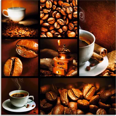 Produktbild von ARTland Glasbild Kaffee Collage Größe: 20x20 cm