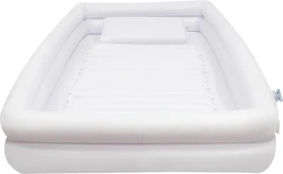 Immagine prodotto di Vasca da bagno gonfiabile, set doccia da letto per adulti, in PVC, con pompa d'aria elettrica e sacca d'acqua, bianco - per donne in gravidanza, anziani e persone con disabilità
