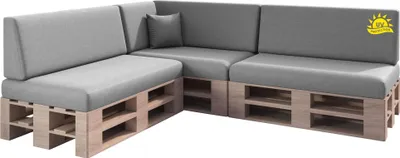 Produktbild von sunnypillow 8er Palettenkissen Set mit abnehmbarem Bezug UV - beständig Sitzkissen + Rückenkissen Palettenauflage Indoor / Outdoor | Grau |