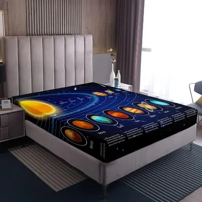 Image de Drap-housse 100% microfibre avec motif galaxie