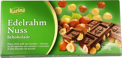 Produktbild von Karina Edelrahm Nuss Schokolade gespickt mit ganzen Haselnüssen 200g