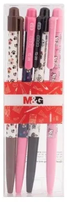 Image de Stylo à bille automatique 0,7 mm Cats&Dogs bleu, lot de 4, M&G